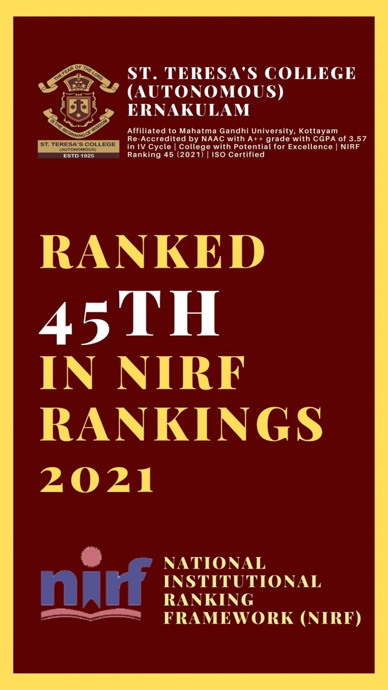 St Teresa s College Ernakulam Bags 45th In NIRF Rankings 2021