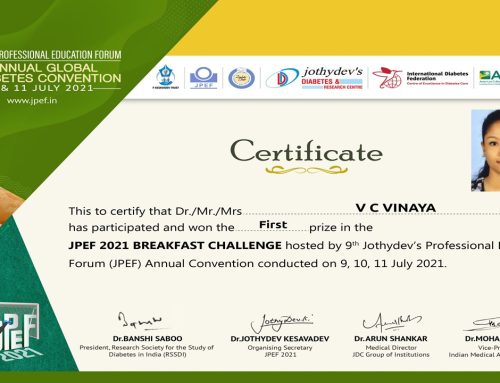 Vinaya VC got first prize in JPEF 2021 Breakfast Challenge hosted by 9th JPEF Annual Convention.