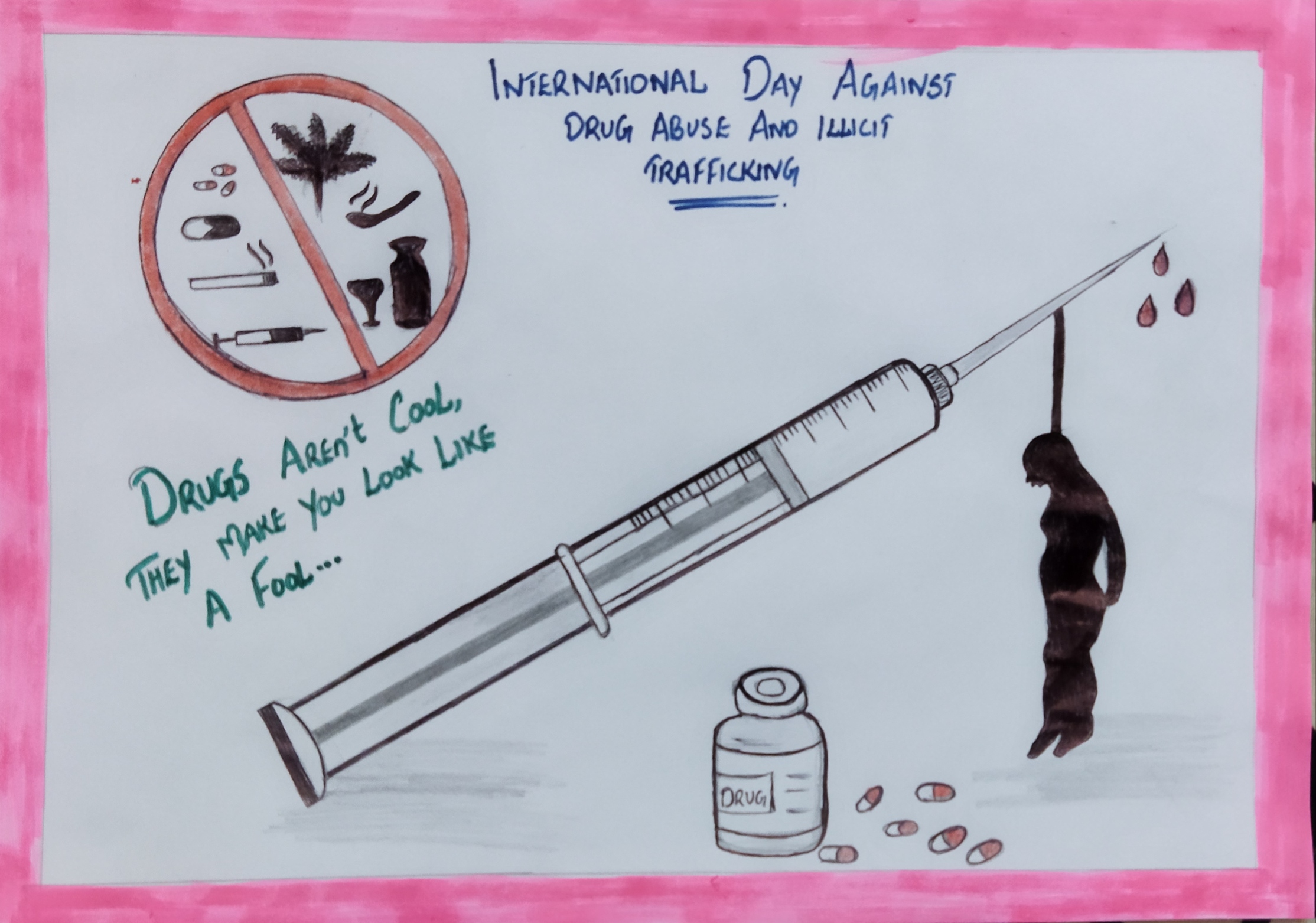 Say No To Drugs Drawing Easy // International Day Against Drug Abuse Drawing  // Pencil Drawing - YouTube