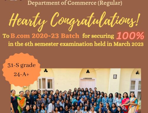 B.COM 2020-2023 Batch for securing 100% in the 6th Semester Examination held in March 2023